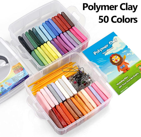 CiaraQ Polymer Clay Starter kit, Oven Bake Modeling Clay with Sculpting Tools, 50 Colors, 2.8 lb CiaraQ