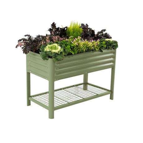 Elevated Raised Garden Bed-V Series, 2' x 4' Garden Beds with Legs & Storage Rack for Patio Porch, 700 Lbs Weight Capacity, Outdoor Planter Boxes for Gardening Herbs Vegetables Flowers, Olive Green Vego garden