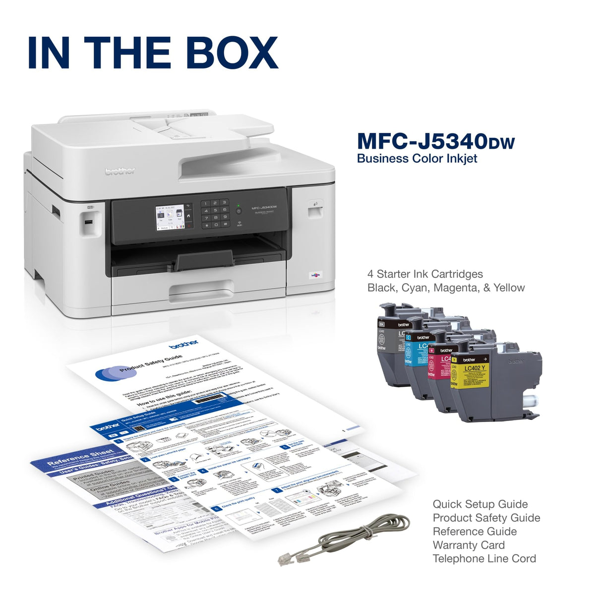 Brother MFC-J5340DW Business Color Inkjet All-in-One Printer with Printing up to 11”x17 (Ledger) Size Capabilities, White Brother