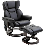 HOMCOM Massage Recliner Chair with Ottoman Footrest, 10 Vibration Points, 360° Swivel Reclining Chair, Faux Leather Living Room Chair with Side Pocket and Remote Control, Black HOMCOM