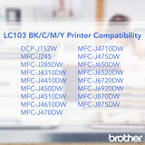 Brother LC1033PKS, LC-103, Innobella High-Yield Ink, 600 Page-Yield, 3/Pack, Cyan-Magenta-Yellow Brother