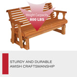 Amish Heavy Duty 800 Lb Roll Back Pressure Treated Porch Glider (4 Foot, Cedar Stain) Amish Casual