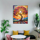 ldazao Tree of Life Abstract Paint by Numbers Kit for Adults Stained Glass Paint-by-Number Kits On Canvas Without Frame DIY Adult Trees Oil Painting for Gift Home Wall Decor 16 X 20 Inch ldazao