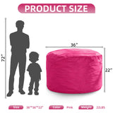 3FT Bean Bag Chair Bean Bag Chairs for Adults Giant Bean Chairs with Velvet Cover, Memory Foam BeanBag Chair Fluffy BeanBag Chairs for Living Room, Bedroom - Pink (36" x 36" x 22") Hobestluk