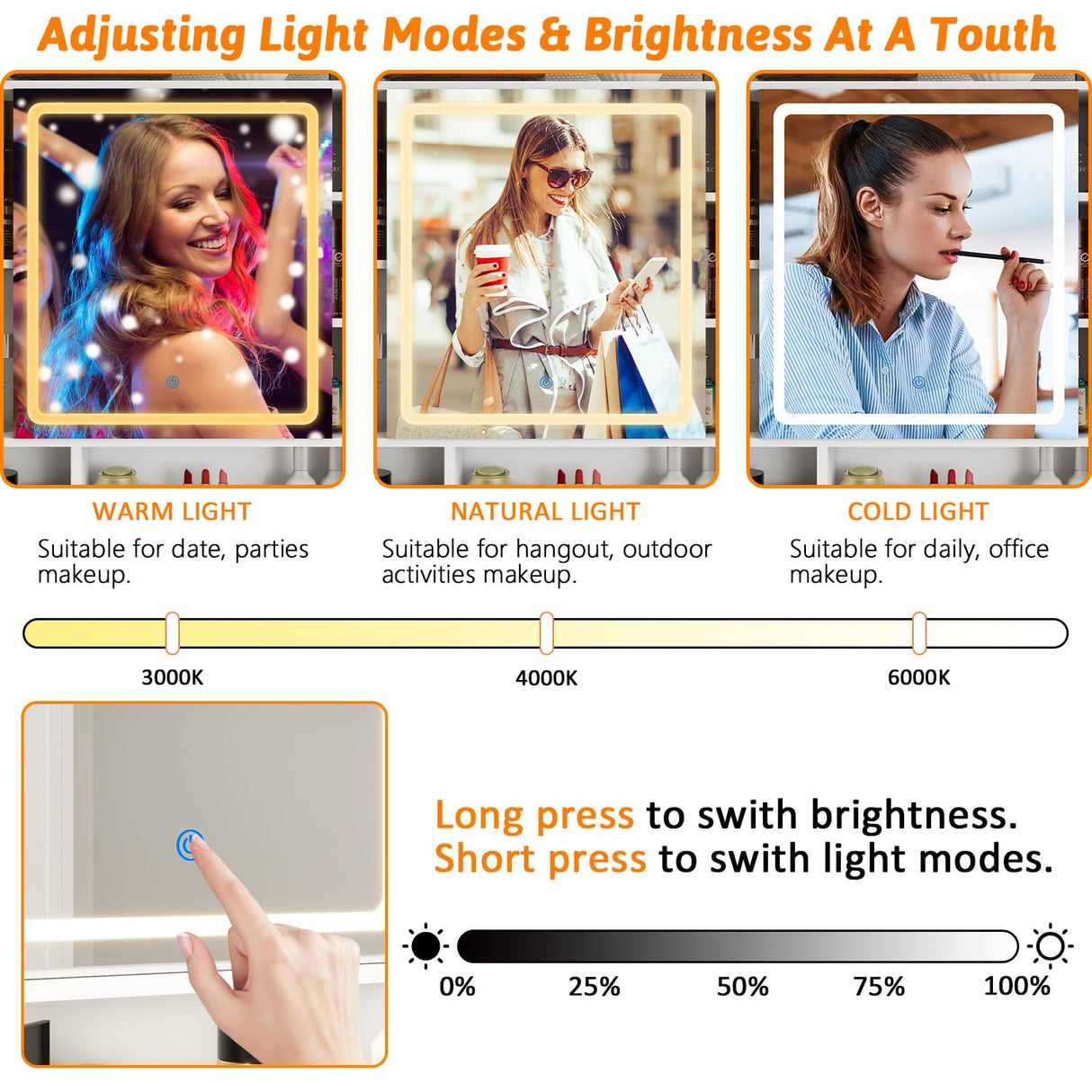 vomavex 45" Makeup Vanity Desk with Sliding Lighted Mirror & Power Outlet, Big Vanity with 5 Drawers, Storage Shelves, 3 Cubbies, 2 Cabinets for Women, Dressing Table for Bedroom, Bathroom, White vomavex