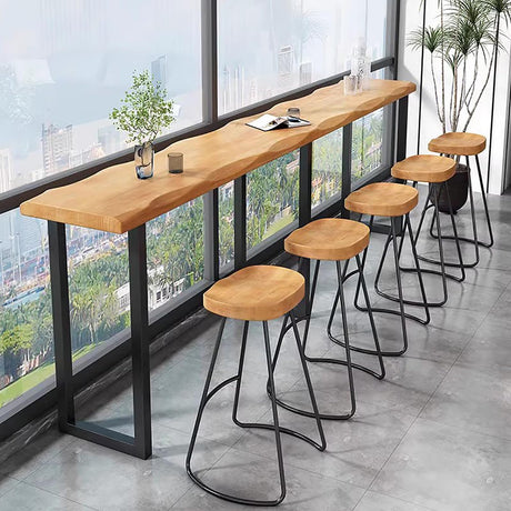 Lebolna Industrial Bar Counter Table,Solid Wood Bar Top Table Long Narrow Bar Table,Rectangular Bar Height Pub Table Rustic Counter Top Table,Live Edge Kitchen Dining Table,No Stool(86.6", Brown) Lebolna