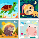 mrpwnle Framed 4 Pack Paint by Number for Kids, Paint by Numbers for Kids Ages 8-12, Painting by Numbers Kits Children Beginner, DIY Animals Acrylic Oil Painting Kits for Home Wall Decor 8x8inch mrpwnle