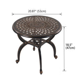 WILOUNGE Cast Aluminum Outdoor Side Table,Small Patio Table,Outdoor Coffee Tables for Patio,Garden,Balcony, for All Weather (Copper, Round) WILOUNGE