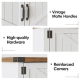 Vabches Storage Cabinet with 4 Barn Doors, 47.3'' Coffee Bar Buffet Cabinet, Sideboard Buffet Cabinet for Dinning Room, Kitchen & Living Room,White Vabches