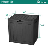 YITAHOME 31 Gallon Outdoor Storage Deck Box, Waterproof Resin Package Delivery and Storage Box with Lockable Lid for Patio Furniture Cushions, Pool Accessories, Garden Tools, Black YITAHOME