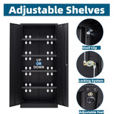 Oasecrilio Metal Storage Cabinet with 5 Adjustable Shelves, Garage Storage Cabinet with Lock, Kitchen Pantry Storage Cabinet, File Storage Cabinet, Filing Cabinets for Home Office, 71'H, Black Oasecrilio