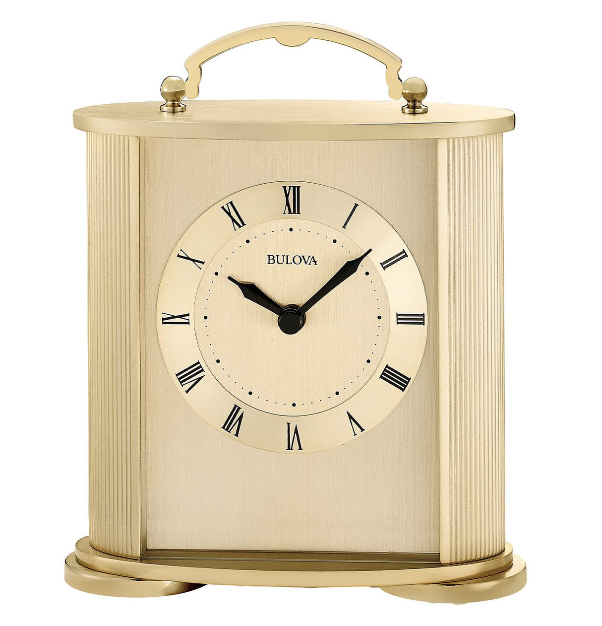 Bulova Clocks B1719 Arthur Brushed Gold 6.5”H x 5.5” W x 2.25” D Bulova