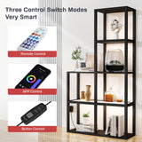 VILICK Display Shelf with LED Light Standing Floor Lamp with Glass Storage Shelves for Collectibles, 5 Tier Tall Corner Shelf Open Curio Cabinet for Living Room, Bedroom, Office, Home Decor VILICK