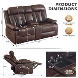Consofa Power Reclining Loveseat with Console, Reclining Loveseat with Heat and Massage, Power Loveseat Recliner Sofa with Dual Ports, Cup Holders for Living Room, RV Sofa Consofa