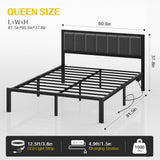 OLEVS Queen Bed Frame with Headboard Metal Platform Bed Queen Size with USB Charging Station and LED Lights, No Box Spring Needed OLEVS