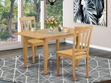 East West Furniture NOAN3-OAK-W 3 Piece Room Set Contains a Rectangle Wooden Table with Butterfly Leaf and 2 Kitchen Dining Chairs, 32x54 Inch East West Furniture