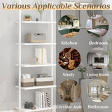 Karl home Ladder Shelf 5 Tier Wall Mounted Bookcase with Metal Frame, Open Design Shelves for Living Room, Bedroom, Home, Office, White (23.62" L x 11.81" W x 70.87" H) Karl home