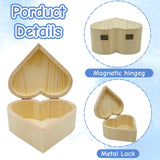 Acshio 12 Pack Unfinished Wood Heart Box, Unpainted DIY Treasure Chest with 10 Pcs Paint Brushes, Wooden Heart Shaped Storage Box Jewelry Box with Lid for Art Craft Painting Making Acshio