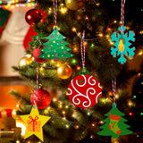 OurWarm 40pcs Wooden Christmas Ornaments Crafts for Kids, DIY Christmas Crafts Ornament Making Kit Unfinished Wood Slices with Holes, Hanging Christmas Centerpieces Decorations, 4 Styles OurWarm