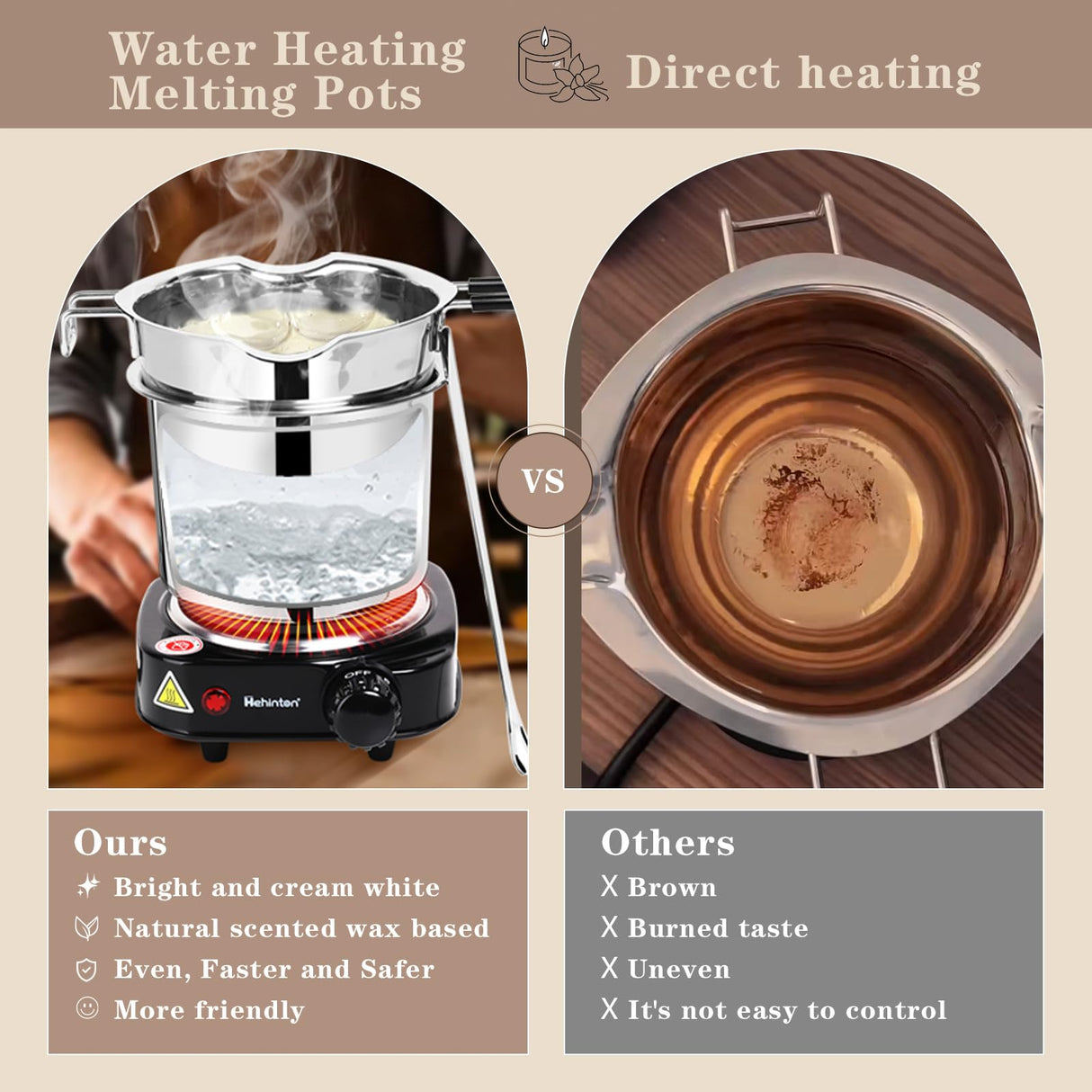 Hehinton Double Boiler Wax Melter Pot, Professional Water Heating Warming Pots for Candle Making, Candle Making Kit for Beginners, DIY Kit with Electronic Scale, Heat Gun, Thermometer, Candle Trimmer Hehinton