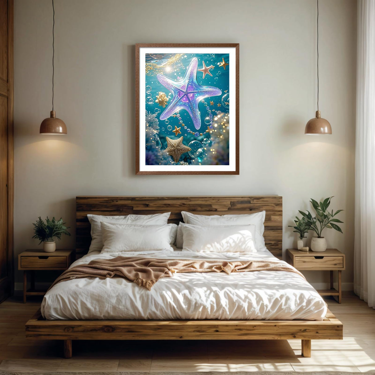 PINFFSHU 5D Diamond Painting Kits for Adults Starfish Diamond Art Kits DIY Full Round Drill Gem Art Crafts for Adults Sea Diamond Art Painting Underwater Pearls Home Wall Decor 12x16 Inch PINFFSHU