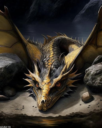 WUIVCTR Paint by Numbers Dragon for Adults, Acrylic Oil Painting by Numbers Kits for Beginner with Brushes Art Crafts Canvas for Home Decor 40x50 cm