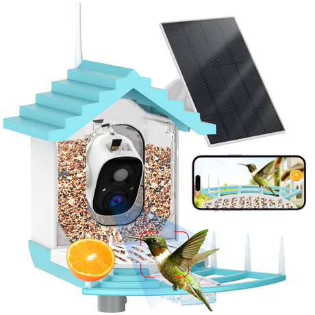 Bird Feeder with Camera - AI Identify Bird Species,Live View,Instant Arrival Alerts,Capture Bird Video,32GB,IP65 Waterproof,Bird Camera,Solar Powered Bird House Cameras,Smart Bird Feeder with Camera lopevi
