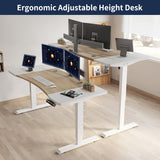 HEONAM Dual Motor Electric Standing Desk, 63 x 30 Inches Height Adjustable Table with Splice Board, Ergonomic Sit Stand Computer Desk with White HEONAM