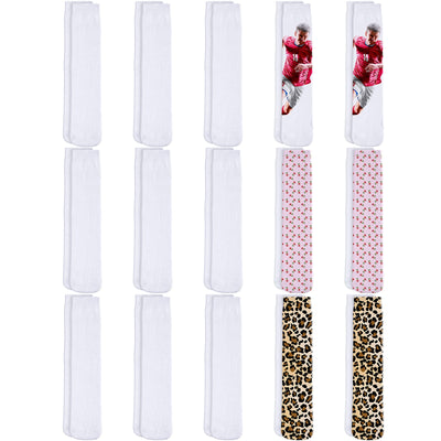 Geyoga 15 Pairs Blank White Sublimation Socks Polyester Printable Knee Athletic Socks Full Sublimation Sock Bulk For Adult Mens Womens Unisex DIY