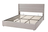 Allewie King Size Lift Up Storage Bed, Modern Wingback Headboard, Hydraulic Support, No Box Spring Needed, Light Beige Allewie