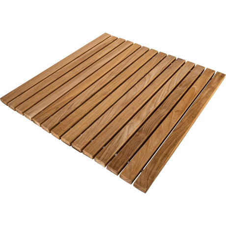Nordic Style Teak Shower and Bath String Mat - Indoor and Outdoor Use - Non-Slip Wooden Platform for Sauna, Pool, Hot Tub Flooring Decor and Protector (19.6" x 19.6", Natural Finish) NORDIC STYLE TEAK