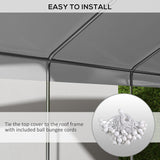 Outsunny 19.7' x 9.7' Carport Replacement Top Canopy Cover for Model 84C-207WT or 84C-386V00WT, Waterproof and UV Protected Garage Car Port Cover with Ball Bungee Cords, Dark Gray (Only Cover) Outsunny