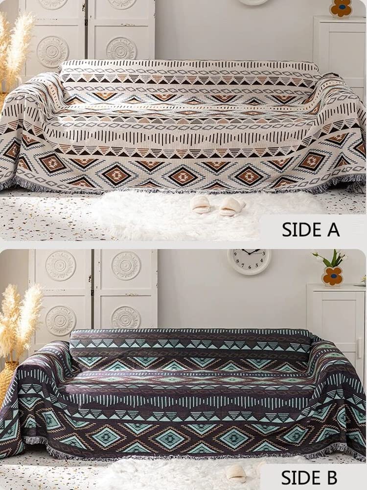 Lqprom Boho Throw Blankets Knit Bed Blankets with Tassel Aztec Western Throws Cover Christmas Decor for All Season Sofa Couch Chair Outdoor Camping Picnic Tent Beach Car Traveling 51"x63" Lqprom