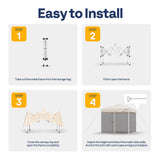 VIVOHOME 8x8ft Easy Pop-Up Screen Tent, Outdoor Canopy Tent with Mosquito Netting, 2 Zipper Doors, and Roller Bag for Yard Camping Picnic Party Events, Beige VIVOHOME