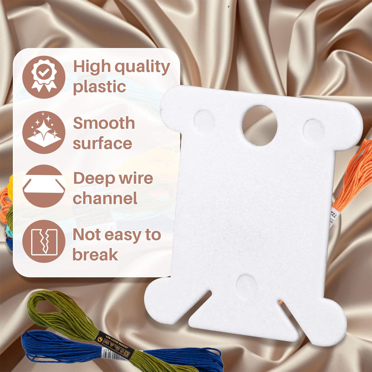 150PCS RAINFLOW Plastic Embroidery Floss Bobbins - White Embroidery Floss Organizer for Cross Stitch Yarn Bobbin Winder for Sewing Thread Storage Embroidery Needlework Supplies RAINFLOW