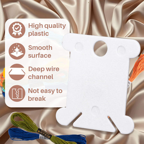 150PCS RAINFLOW Plastic Embroidery Floss Bobbins - White Embroidery Floss Organizer for Cross Stitch Yarn Bobbin Winder for Sewing Thread Storage Embroidery Needlework Supplies RAINFLOW