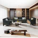 EMKK Chair Piece, Modern Button Tufted Sectional Couch Upholstered Sofa, Loveseat and Armchair,Living Room Furniture Sets, Black 1+2+3 seat EMKK