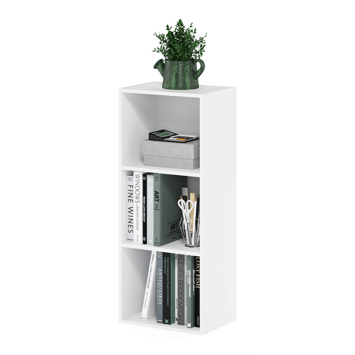 Furinno Luder Bookcase / Book / Storage , 3-Tier, White Furinno
