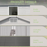 Greesum 6×4FT Plastic Outdoor Storage Shed with Floor, Resin Storaged Sheds with Lockable Double Door, Window & Vents, All-Weather Tool Sheds for Garden, Backyard, Patio, Light Gray Greesum