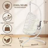 Chihee Egg Chair with Ultra Strong Stand and Cushion Foldable Wicker Rattan Hanging Chair Swing Chair Indoor Outdoor Patio Lounging Chair Hammock Chair 330 lbs Capacity Balcony Porch Bedroom Garden Chihee