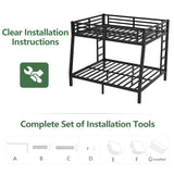 CAPCAEK Heavy Duty Metal Bunk Bed Full XL Over Queen Bunk Bed Frame for Adults, Bunkbeds with 2 Ladder, Noise Free Frames，No Boxing Spring Needed (Under-Bed Clearance 10", Full XL Over Queen Bunk) CAPCAEK