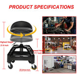 RCIACRHT Rolling Garage Shop Seat,Garage Stool with Wheels,Heavy Duty Mechanic Stool 350 Lbs Capacity Storage with Tool Tray,Lockable 360°Wheels,Adjustable Heigh Workshop Stool RCIACRHT