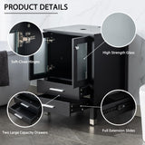 LUCKWIND 72" Double 24-in Bathroom Vanity with Sink Combo, Elegant Series with Two 12.6-in Side Cabinets, Painted Frame, Including White Rectangle Sinks, Faucets Without Mirrors, Black LUCKWIND