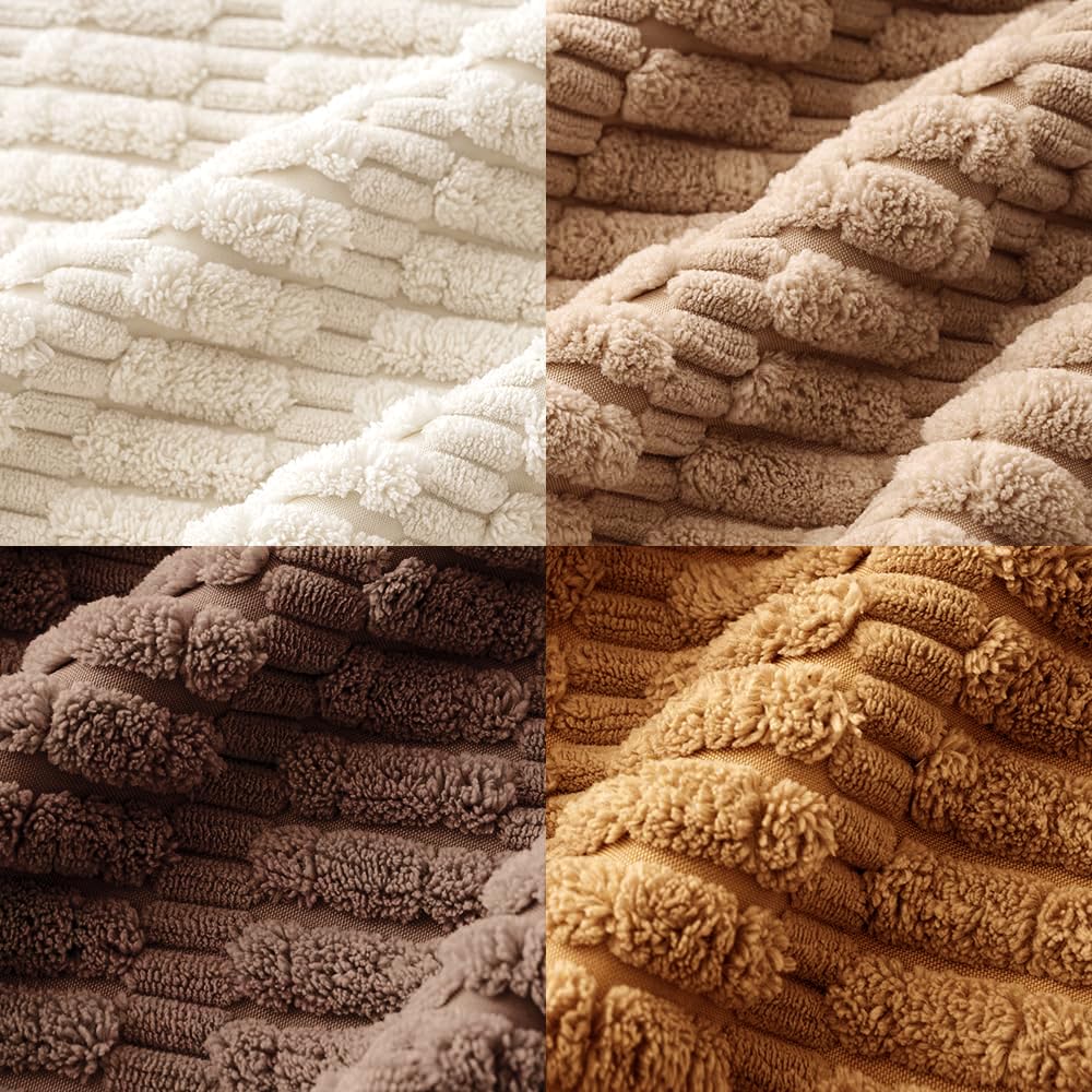 MIULEE Pack of 4 Neutral Corduroy Decorative Throw Pillow Covers 18x18 Inch for Sofa Living Room Couch Bed Rustic Farmhouse Boho Soft Striped Pillow Covers Home Decor Brown MIULEE