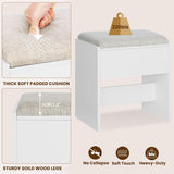 Quimoo Makeup Vanity with 10 Light Bulbs and Charging Station, Vanity Desk with Lighted Mirror & 4 Drawers Chest, Vanity Set, Vanity Table Set with Cushioned Stool, for Bedroom,White Quimoo