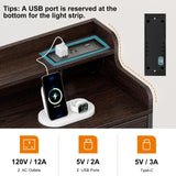 REAHOME Dresser for Bedroom with Charging Station and LED Lights, 6 Drawers Dresser TV Stand with Wooden Top, Tall Fabric Chest of Drawer with Sturdy Frame for Closet, Living Room, Hallway, Brown REAHOME