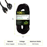 Go Green Power Inc. (GG-13800BK) 14/3 SJTW Outdoor Extension Cord, Black, 100 ft Power By GoGreen