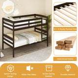 KOMFOTT Convertible Twin Over Twin Bunk Bed with Guardrail & Ladder, Space-Saving Wood Design KOMFOTT