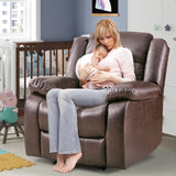 ANJ Recliner Chair, Breathable PU Leather Reclining Chair, Extra Wide Manual Recliners with Overstuffed Arm and Back, Single Sofa Chair for Living Room Bedroom(Dark Brown) ANJ