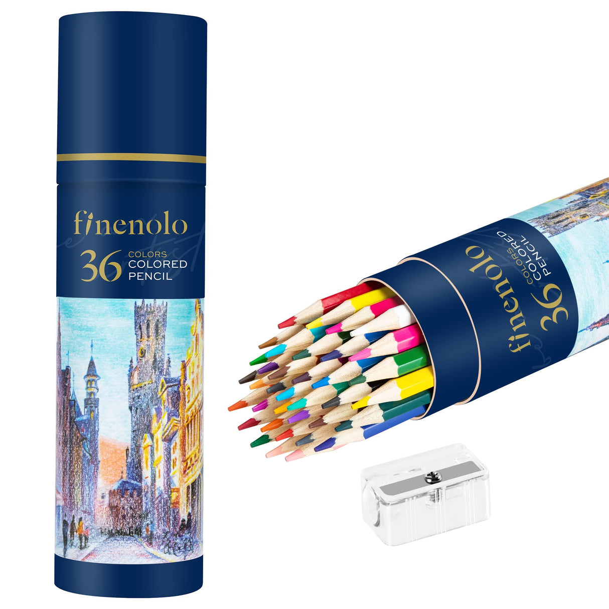 finenolo 36 Pack Colored Pencils for Adult Coloring Books, Soft Core, Art Drawing Pencils for Artists Kids Beginners, Coloring Pencils Set with Sharpener for Coloring, Sketching, Painting finenolo